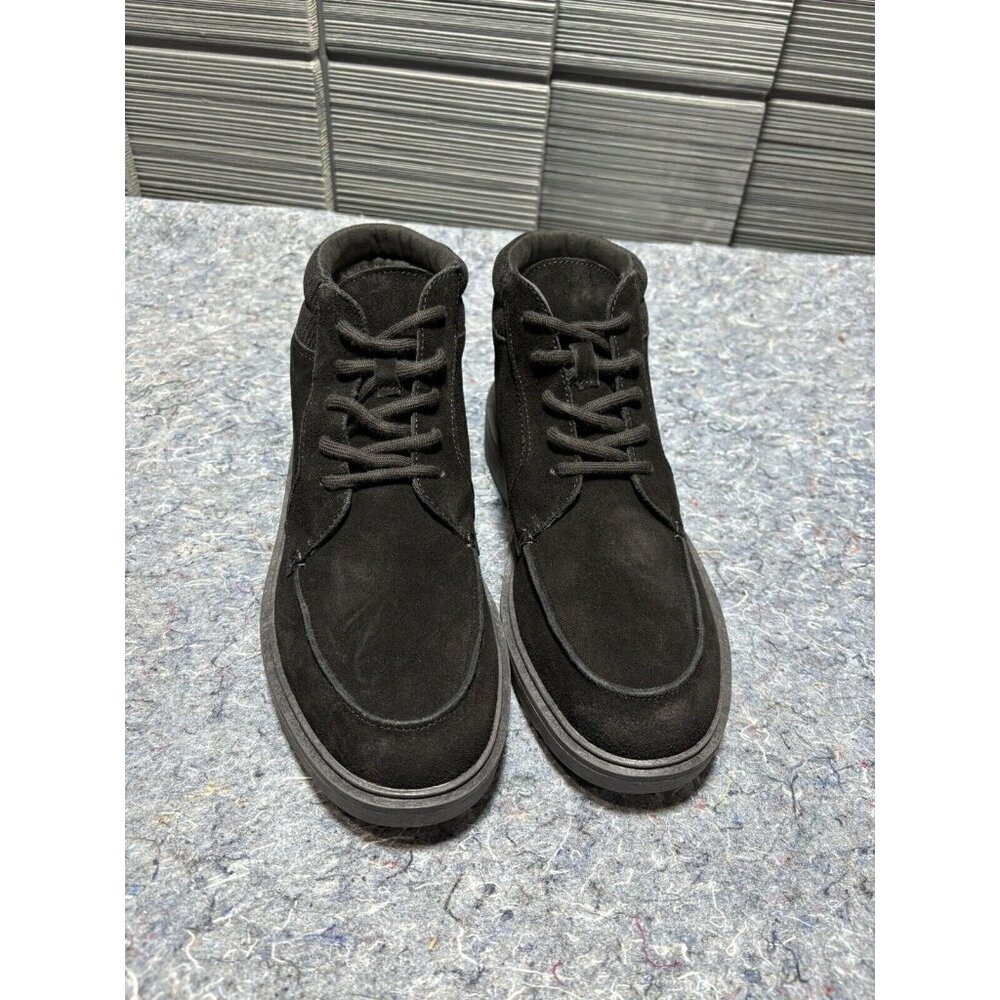 Men’s Size 9.5 Flannel Lined Moc Toe Boots‎ Lands End Black Suede Fast Shipping!